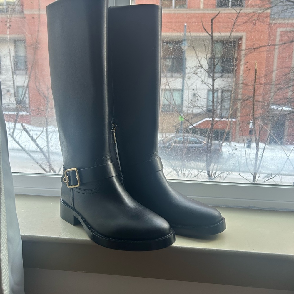 Coach Black Booties with Gold Accent - Picture 3 of 4